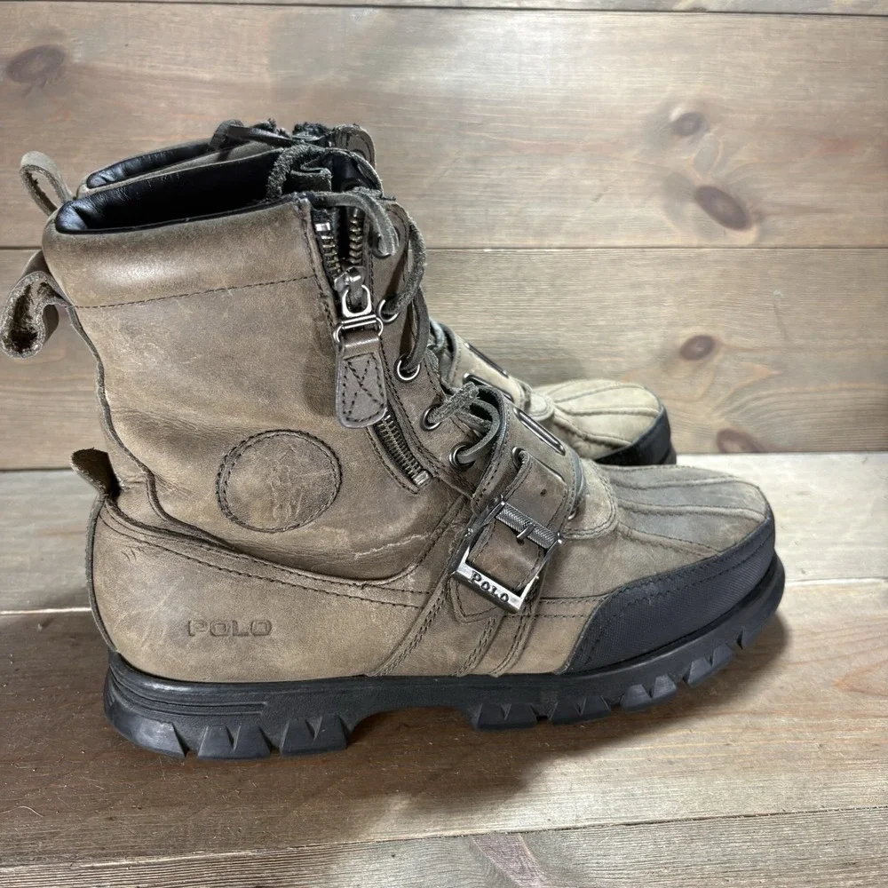 polo ralph lauren andres III mens size 9 shoes brown leather lace up combat boot